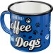 Emaille Becher "Hot Coffee & Cool Dogs"